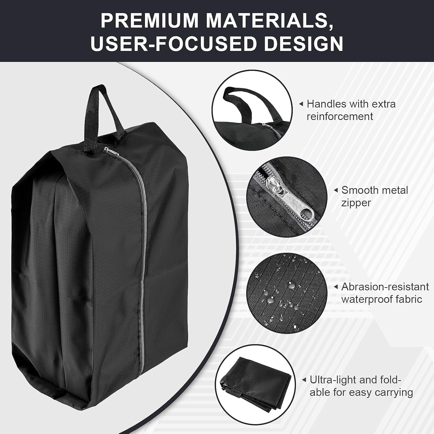 Shoe Bags for Travel, 6 Pack Extra Durable Travel Shoe Bags for Storage and Packing, Reusable Water-proof Shoe Bag with Smooth Zipper, Portable Travel Essentials